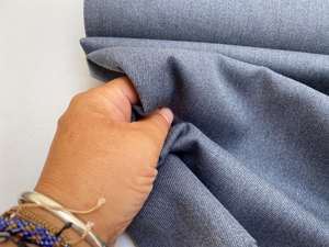Bukse uld - diagonal vævet i denimblå med meleret look